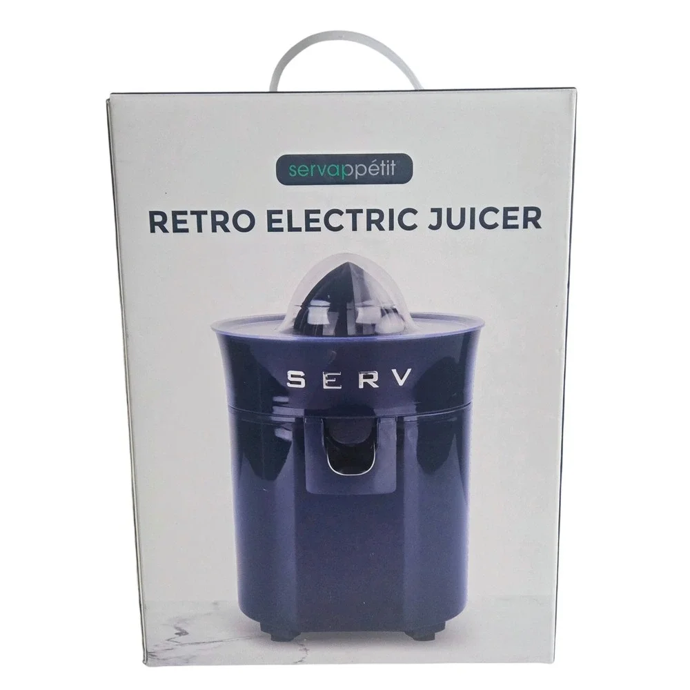 Servappetit Retro Electric Juicer Navy Blue Citrus Press w/ Manual Clean EUC